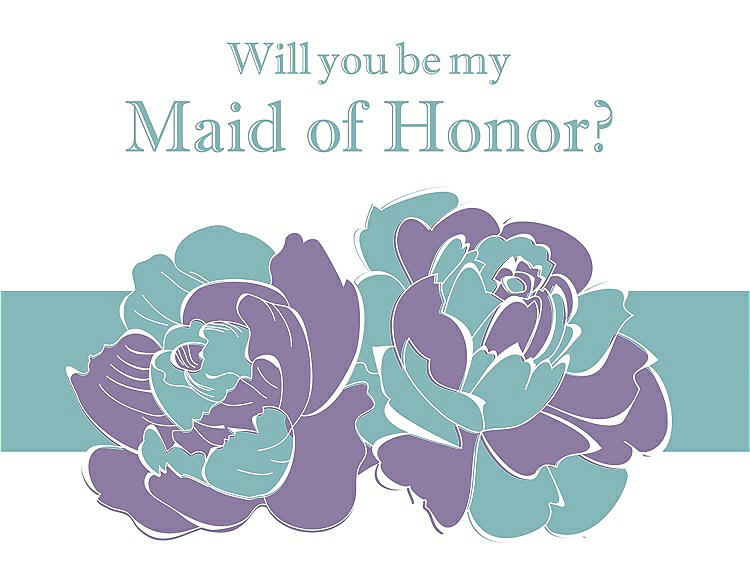 Front View - Passion & Seaside Will You Be My Maid of Honor Card - 2 Color Flowers