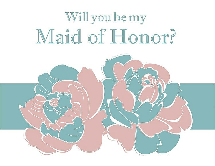 Front View - Rose & Seaside Will You Be My Maid of Honor Card - 2 Color Flowers