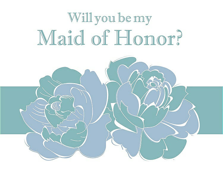 Front View - Slate & Seaside Will You Be My Maid of Honor Card - 2 Color Flowers