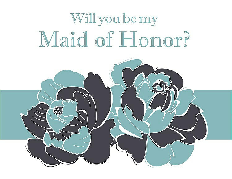 Front View - Stormy & Seaside Will You Be My Maid of Honor Card - 2 Color Flowers
