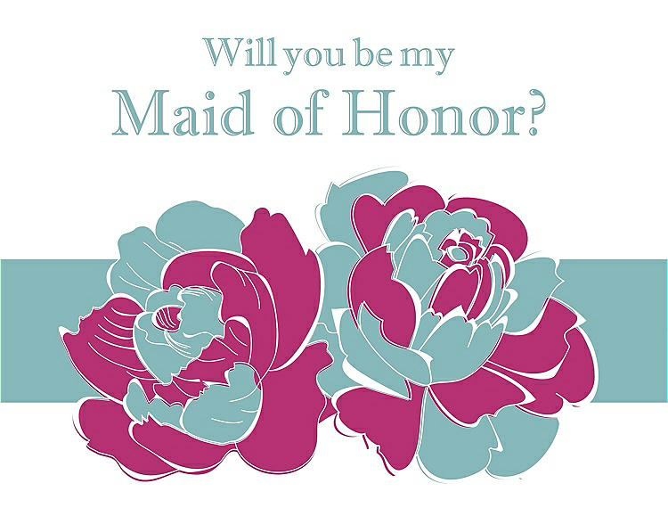 Front View - Tutti Frutti & Seaside Will You Be My Maid of Honor Card - 2 Color Flowers