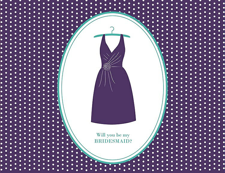 Front View - Majestic & Pantone Turquoise Will You Be My Bridesmaid Card - Dress