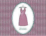 Front View Thumbnail - Rosebud & Pantone Turquoise Will You Be My Bridesmaid Card - Dress