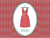 Front View Thumbnail - Perfect Coral & Pantone Turquoise Will You Be My Bridesmaid Card - Dress