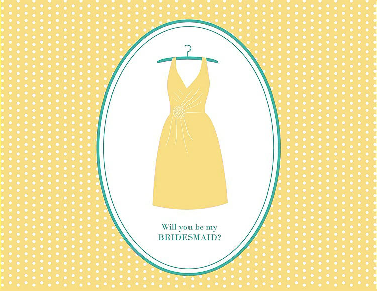 Front View - Sunflower & Pantone Turquoise Will You Be My Bridesmaid Card - Dress