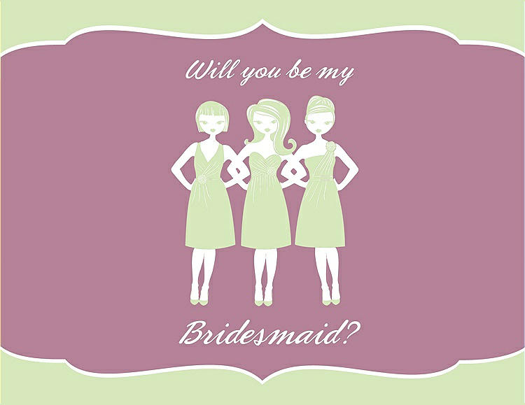 Front View - Honey Dew & Rosebud Will You Be My Bridesmaid Card - Girls