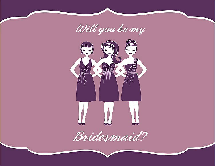 Front View - African Violet & Rosebud Will You Be My Bridesmaid Card - Girls