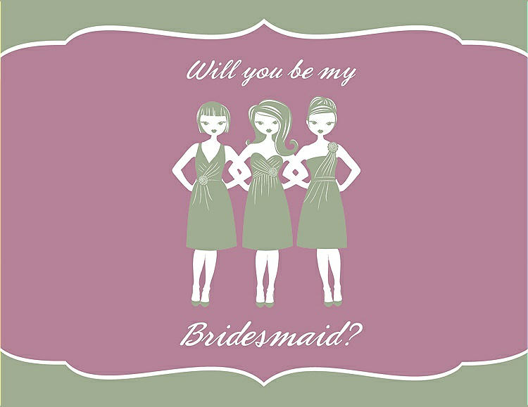 Front View - Kiwi & Rosebud Will You Be My Bridesmaid Card - Girls