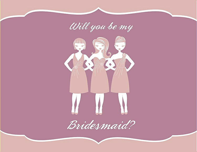 Front View - Petal Pink & Rosebud Will You Be My Bridesmaid Card - Girls