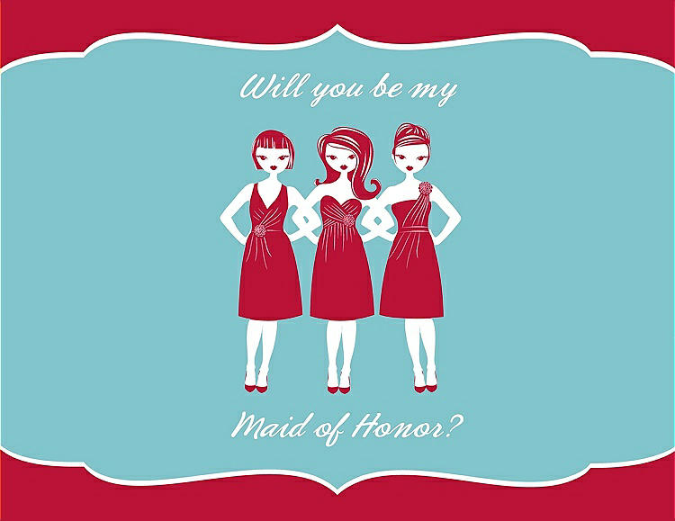 Front View - Flame & Spa Will You Be My Maid of Honor Card - Girls
