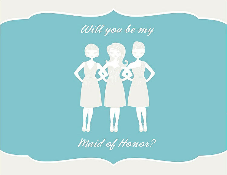 Front View - Ivory & Spa Will You Be My Maid of Honor Card - Girls