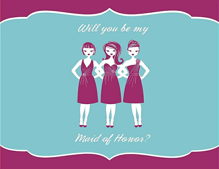 Front View - Merlot & Spa Will You Be My Maid of Honor Card - Girls