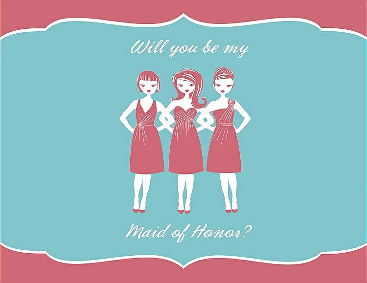 Front View - Papaya & Spa Will You Be My Maid of Honor Card - Girls