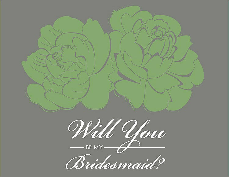 Front View - Apple Slice & Charcoal Gray Will You Be My Bridesmaid Card - Flowers