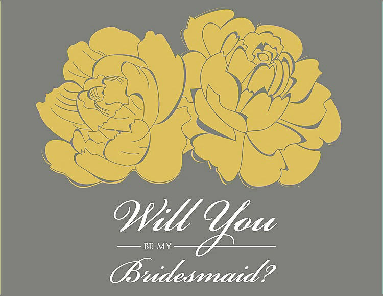 Front View - Daffodil & Charcoal Gray Will You Be My Bridesmaid Card - Flowers