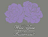 Front View Thumbnail - Pansy & Charcoal Gray Will You Be My Bridesmaid Card - Flowers