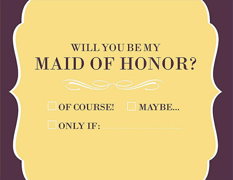 Front View - Sunflower & Italian Plum Will You Be My Maid of Honor Card - Checkbox