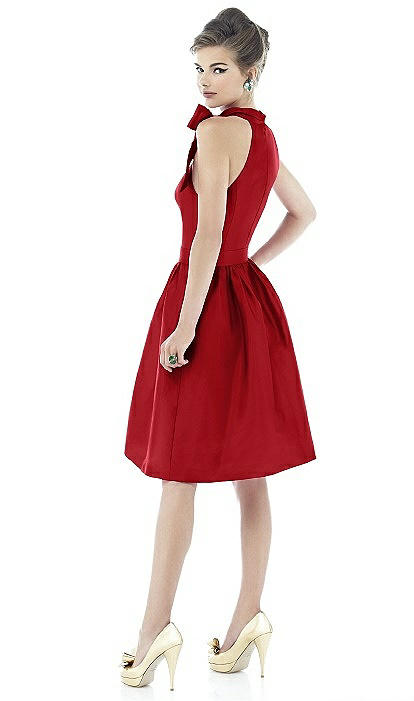 open lace back dress RED ROSE Illusion Neckline Floral Organza A-Line Bridal Gown – Alesia C main image 1