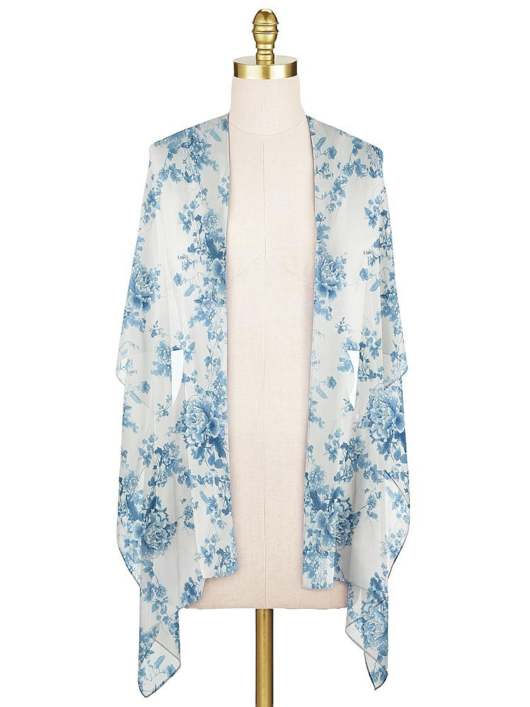 Front View - Cottage Rose Dusk Blue Lux Chiffon Stole