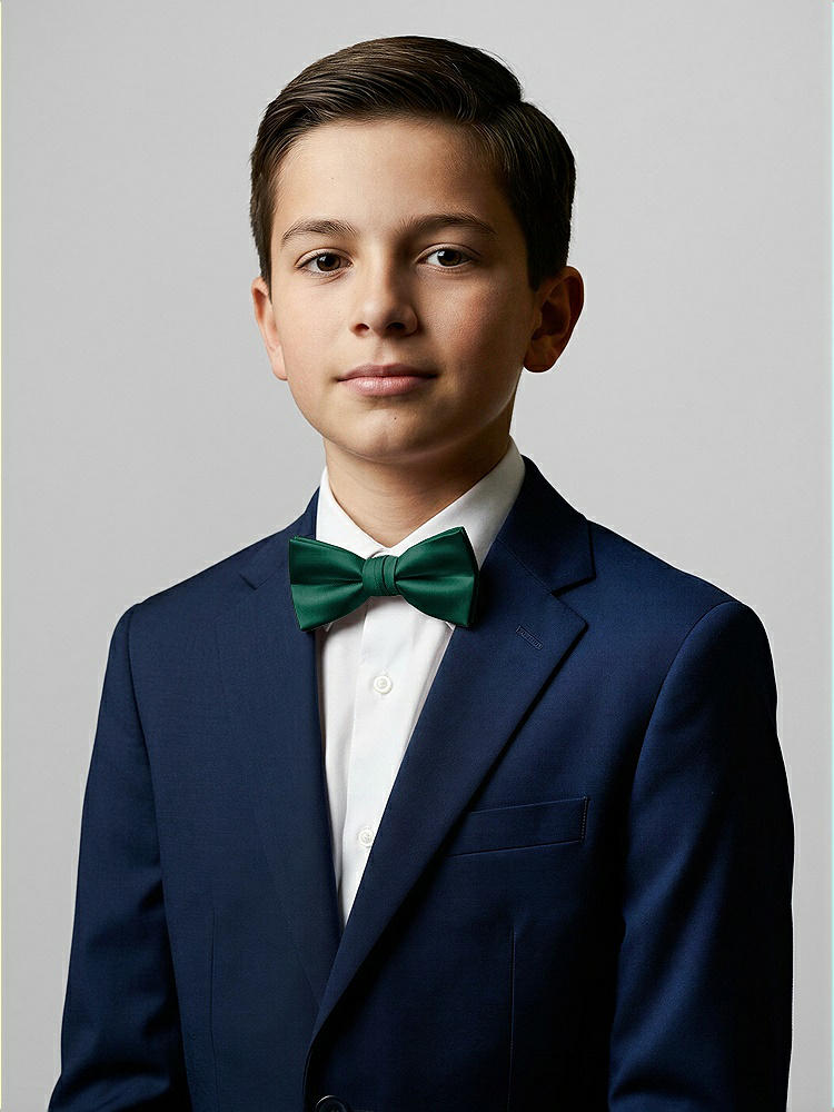 Front View - Hunter Green Yarn-Dyed Boy's Bow Tie by After Six