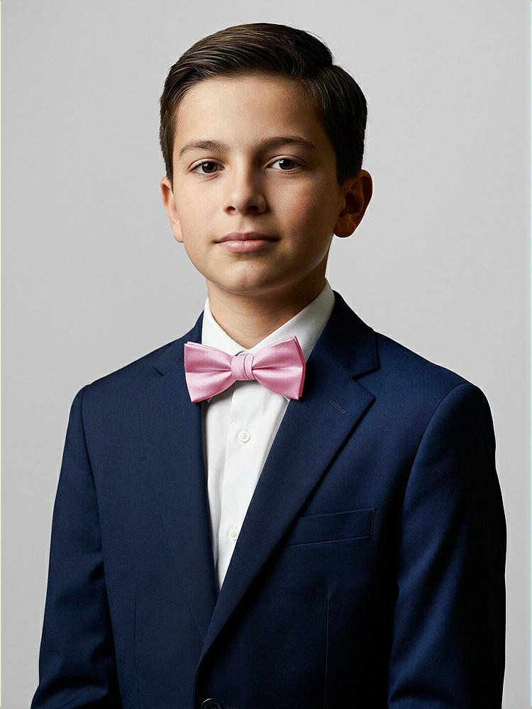 Front View - Powder Pink Yarn-Dyed Boy's Bow Tie by After Six