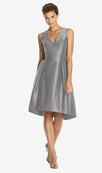 slim fit dress slacks Sage Dupioni Tie Front Fit And Flare Dress main image 1