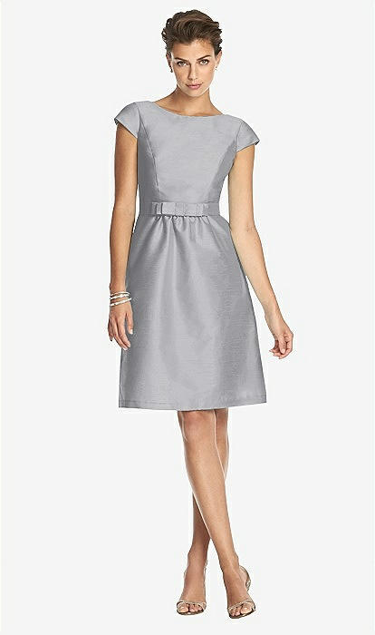 Bateau Neck Cap Sleeves Cocktail Bridesmaid Dress In French Gray | The  Dessy Group