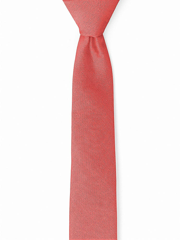 Front View - Perfect Coral Peau de Soie Narrow Ties by After Six