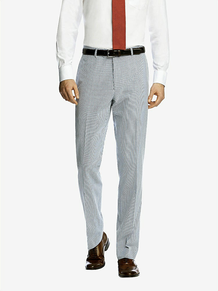 Front View - Classic Blue Seersucker Seersucker Suit Flat Front Pants by After Six