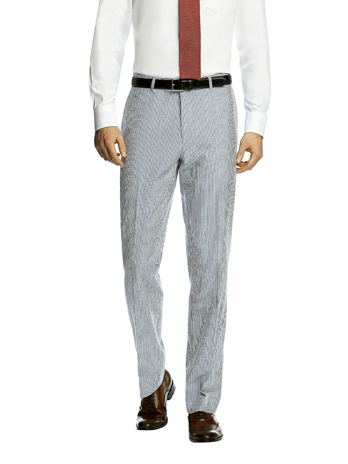 Seersucker Suit Flat Front Pants By After Six In Classic Blue