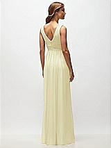 Rear View Thumbnail - Butter Yellow Sleeveless Draped Chiffon Maxi Dress with Front Slit