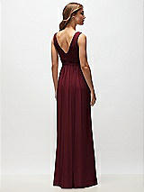Rear View Thumbnail - Cabernet Sleeveless Draped Chiffon Maxi Dress with Front Slit