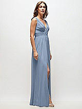 Side View Thumbnail - Cloudy Sleeveless Draped Chiffon Maxi Dress with Front Slit