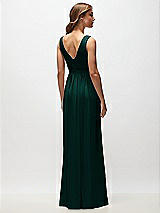 Rear View Thumbnail - Evergreen Sleeveless Draped Chiffon Maxi Dress with Front Slit