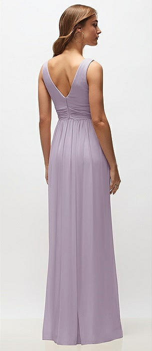 blue dress for baby girl Lilac Chiffon A-line V-neck Bridesmaid Dresses, MBD202 main image 0