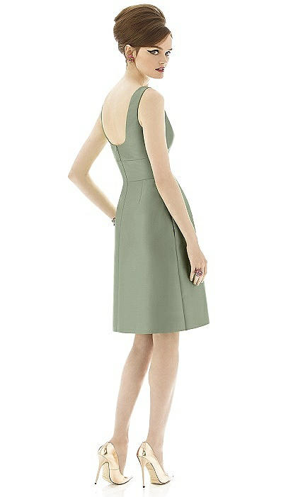 garden party cocktail dress V Neck Mermaid Open Back Sage Long Prom Dress, Mermaid Sage Formal Dre –  abcprom main image 1