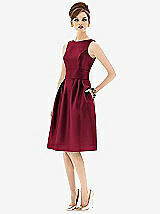 Front View Thumbnail - Burgundy Alfred Sung Open Back Cocktail Dress D660