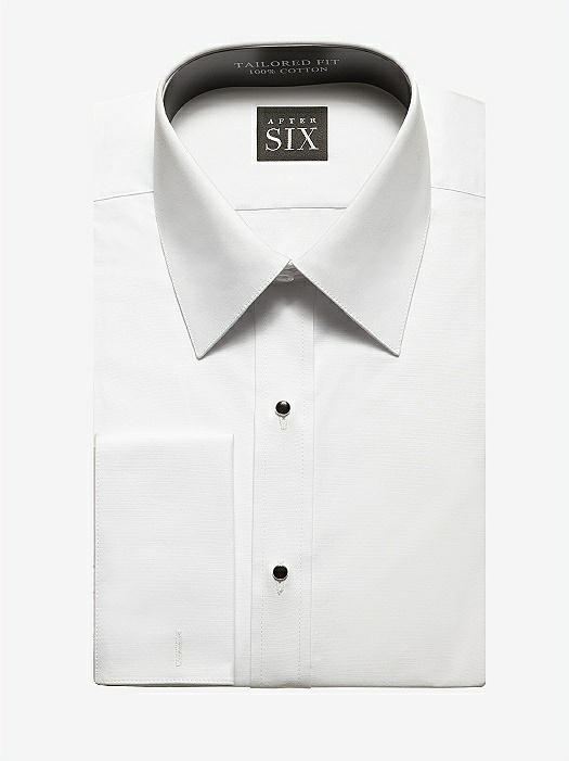 plain front dress shirt The Black Tux Cotton Fly-Front Dress Shirt-Classic In White