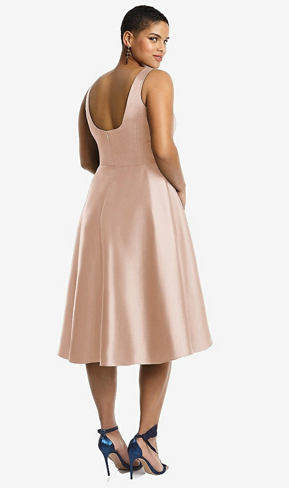 Back View - Cameo Bateau Neck Satin High Low Cocktail Dress