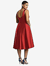 Rear View Thumbnail - Poppy Red Bateau Neck Satin High Low Cocktail Dress