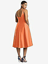 Rear View Thumbnail - Portofino Orange Bateau Neck Satin High Low Cocktail Dress