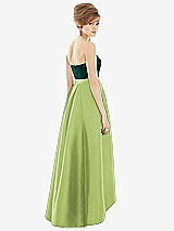 Alt View 2 Thumbnail - Mojito & Evergreen Strapless Satin High Low Dress with Pockets