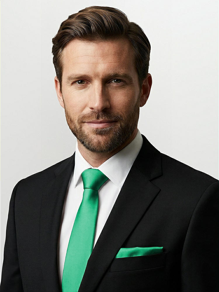 Front View - Pantone Emerald Classic Yarn-Dyed Pocket Squares by After Six