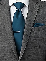 Side View Thumbnail - Atlantic Blue Classic Yarn-Dyed Pocket Squares by After Six