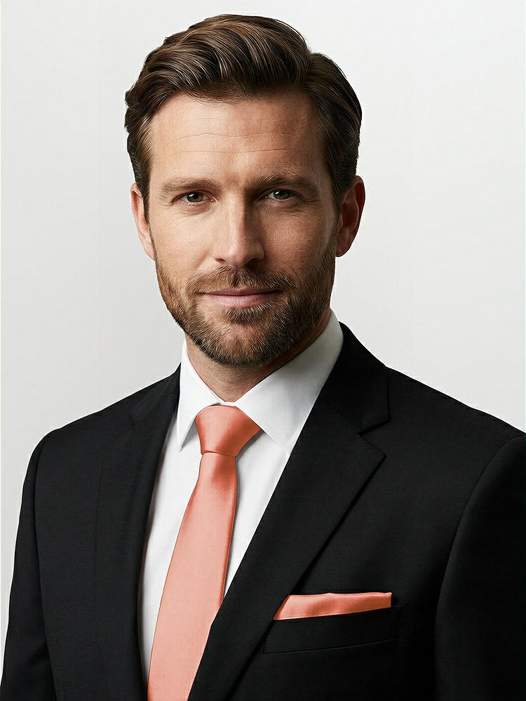 Front View - Terracotta Copper Classic Yarn-Dyed Pocket Squares by After Six