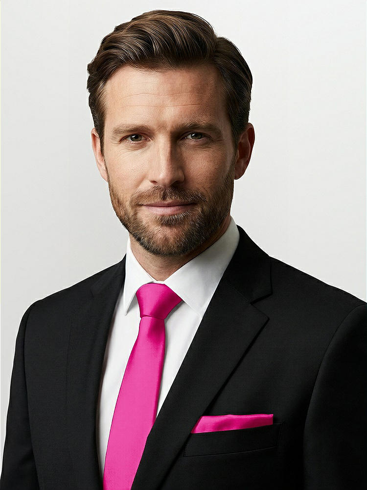 Front View - Think Pink Classic Yarn-Dyed Pocket Squares by After Six
