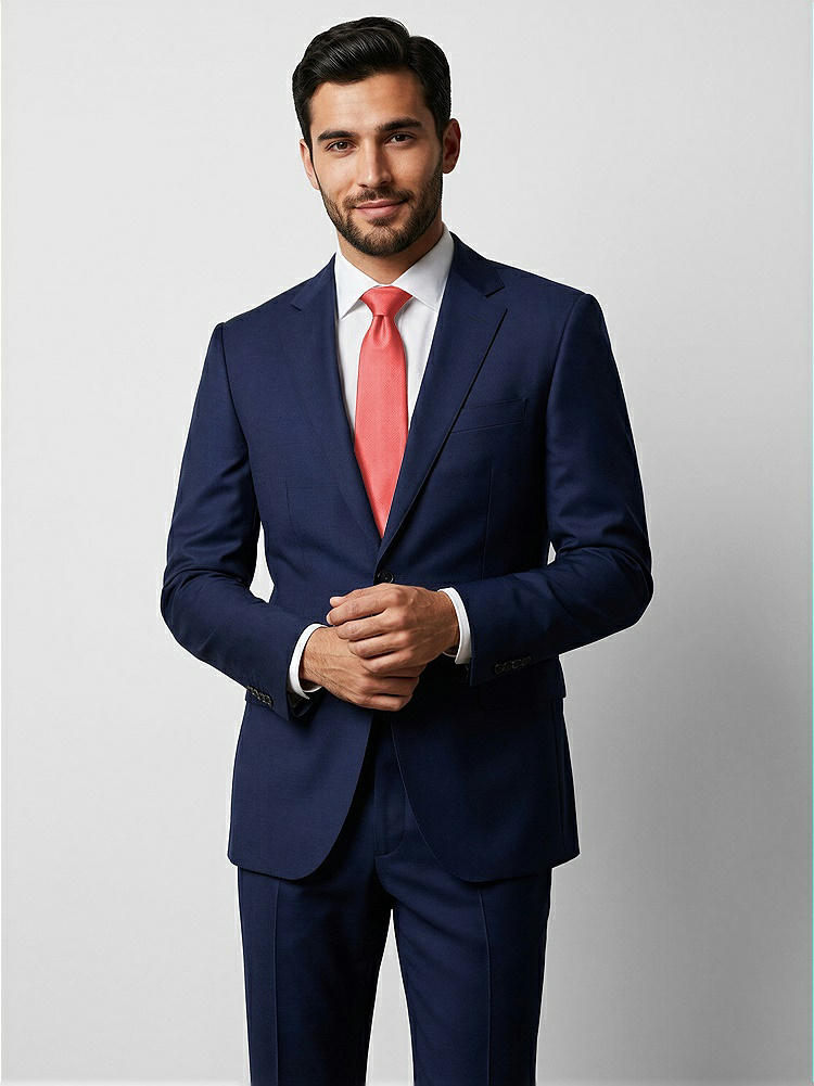 Front View - Perfect Coral Yarn-Dyed Narrow Ties by After Six