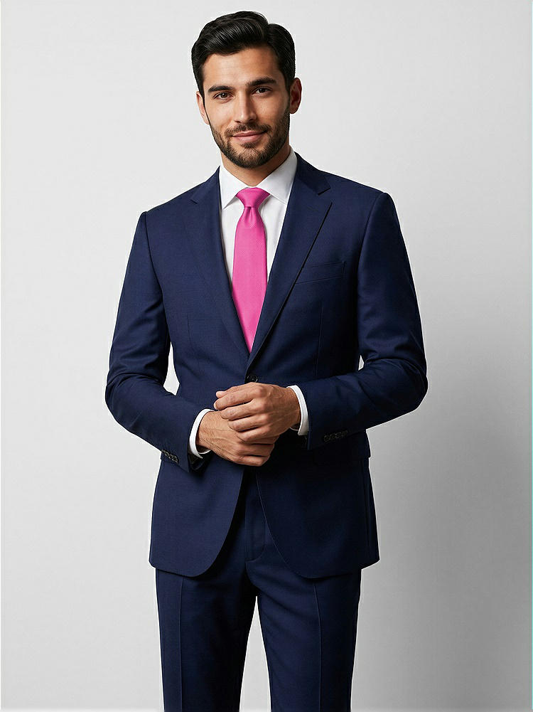 Front View - Fuchsia Yarn-Dyed Narrow Ties by After Six