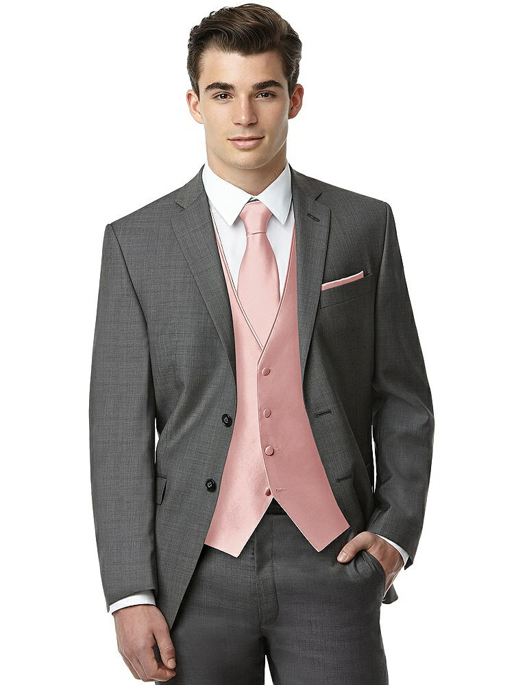 Back View - Rose Classic Yarn-Dyed Tuxedo Vest by After Six