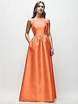 Front View Thumbnail - Portofino Orange Sleeveless Keyhole Back Satin Maxi Dress